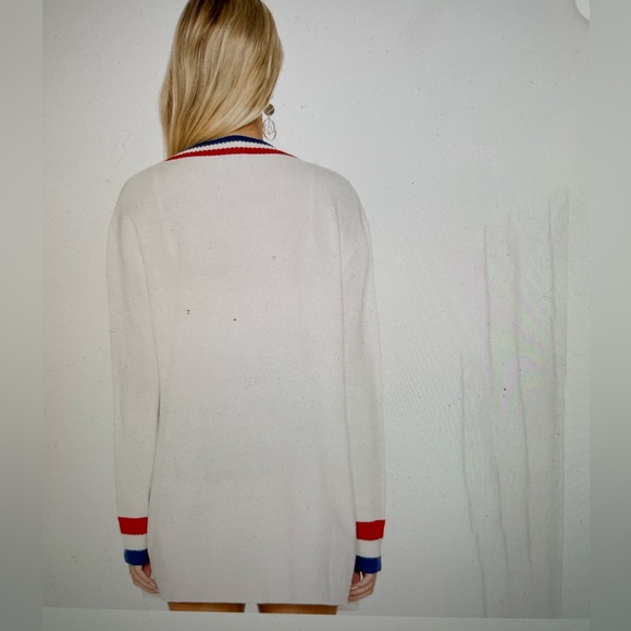 SHOW ME YOUR MUMU Lambert Cardigan womens 2XL Varsity USA Stripe Red White Blue - Picture 3 of 11